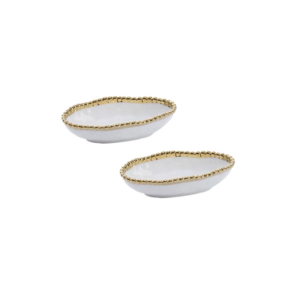 PAMPA BAY Golden Salerno Long Condiment Bowl Set of 2
